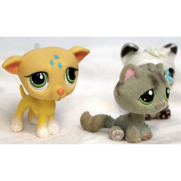 LPS Littlest Pet Shop Trio 3pc Dog Cat Magic Motion Siamese Flocked Greyhound - Picture 3 of 8